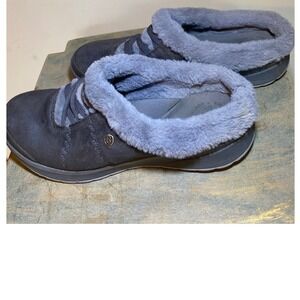 BZees Gray Faux Fur Lined Slip On Mule Sneakers Comfort Shoes Womens 11